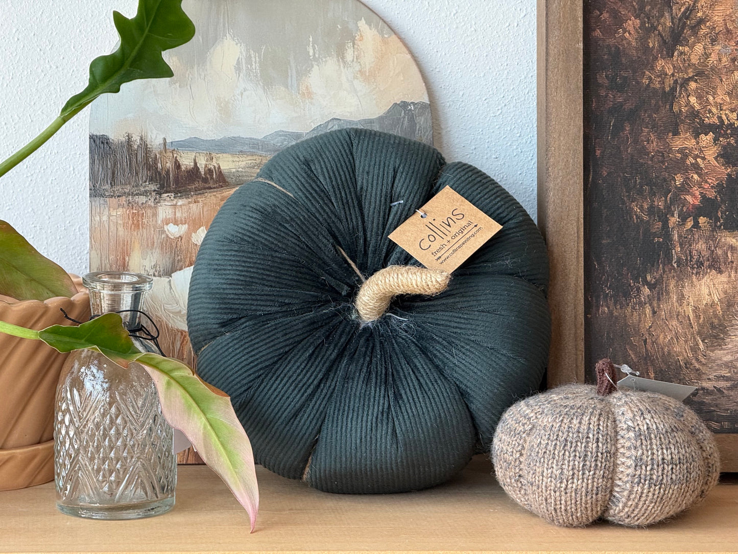 Large Green Fabric Pumpkin