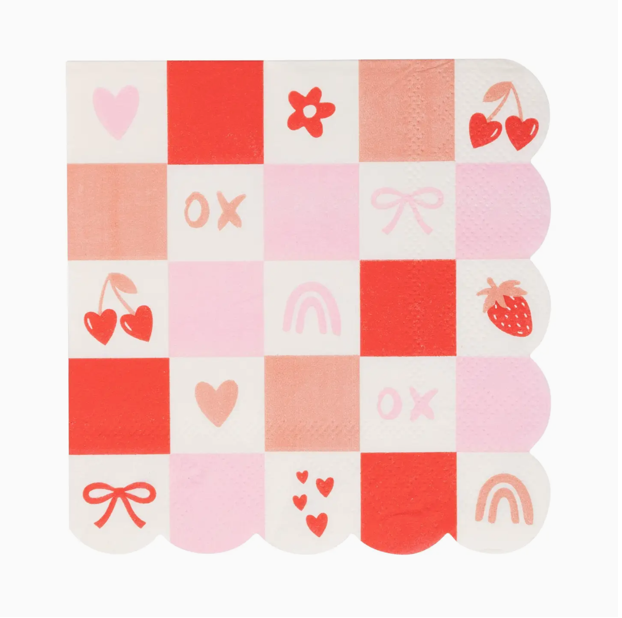 Checker Scallop Valentine Napkin