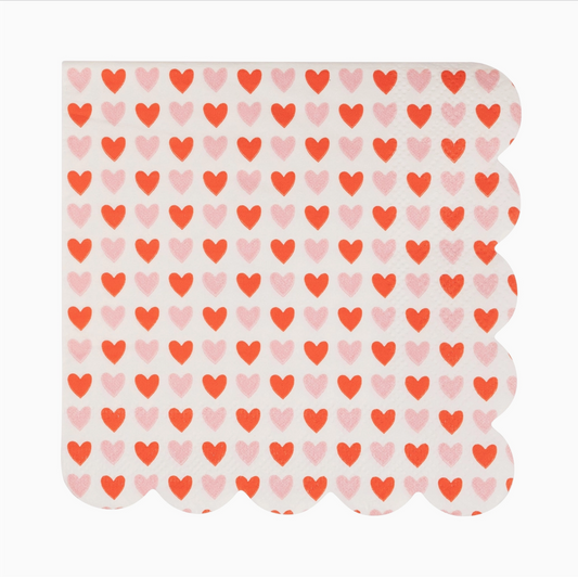 Hearts Scallop Valentine Napkin