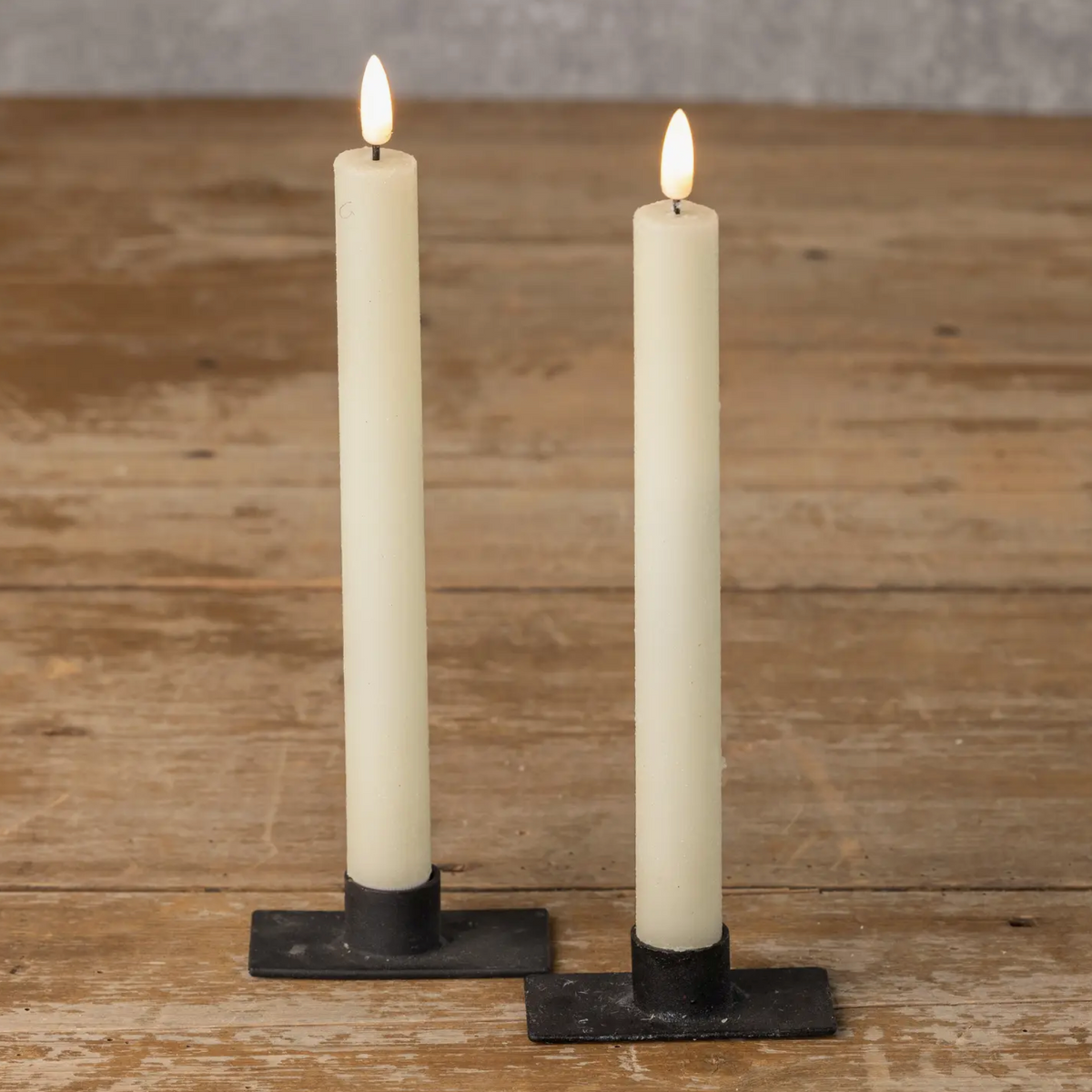 S/2 9.5" 3D Flame Cream Candles