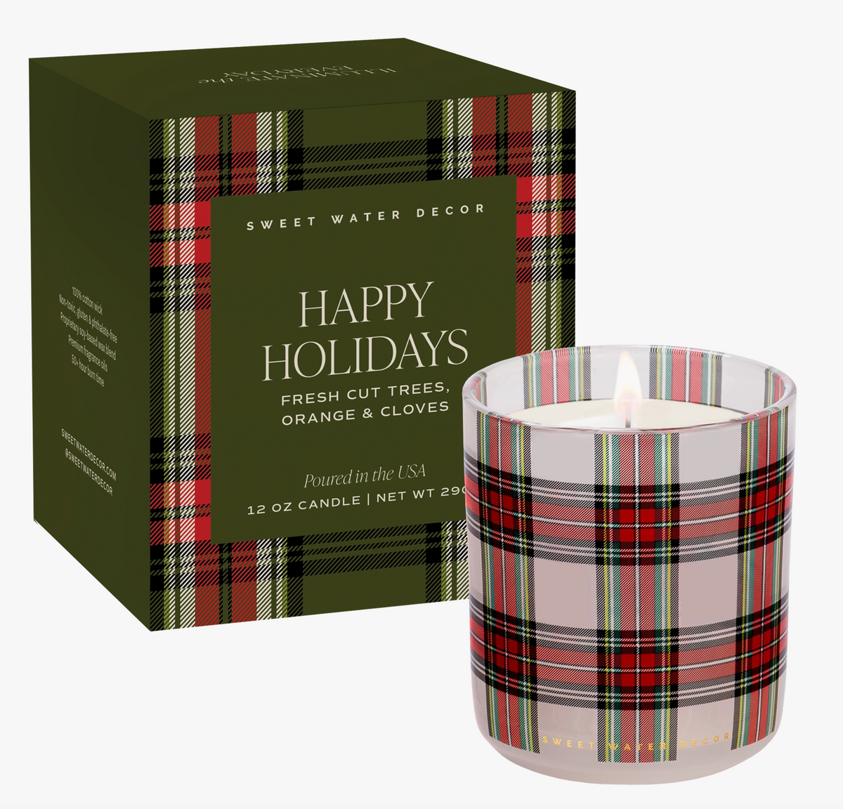 Happy Holidays Plaid 12oz Candle