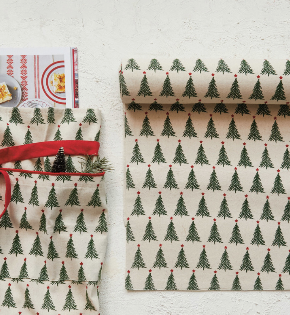 Stonewashed Christmas Tree Table Runner