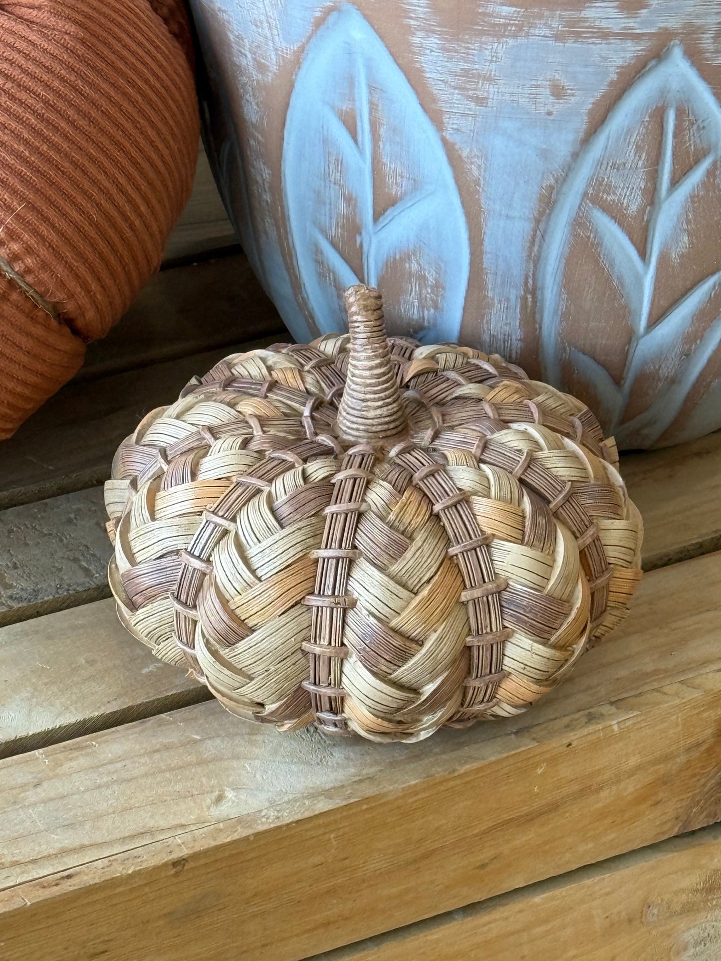 Faux Wicker Pumpkin