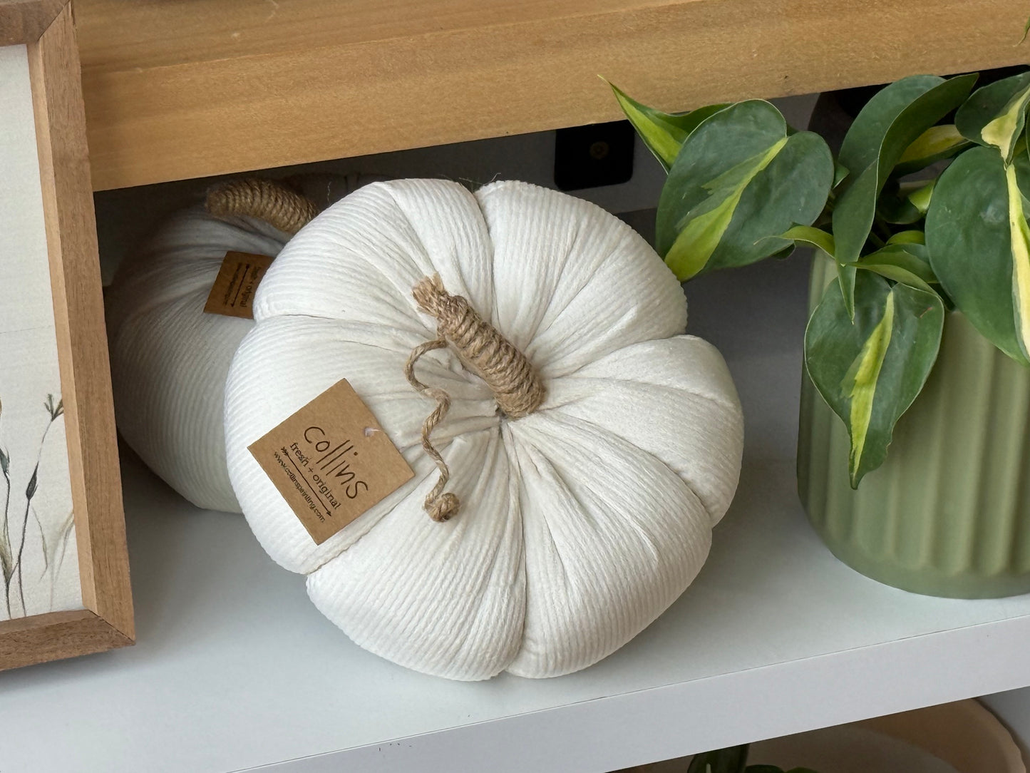 Large Cream Fabric Pumpkin
