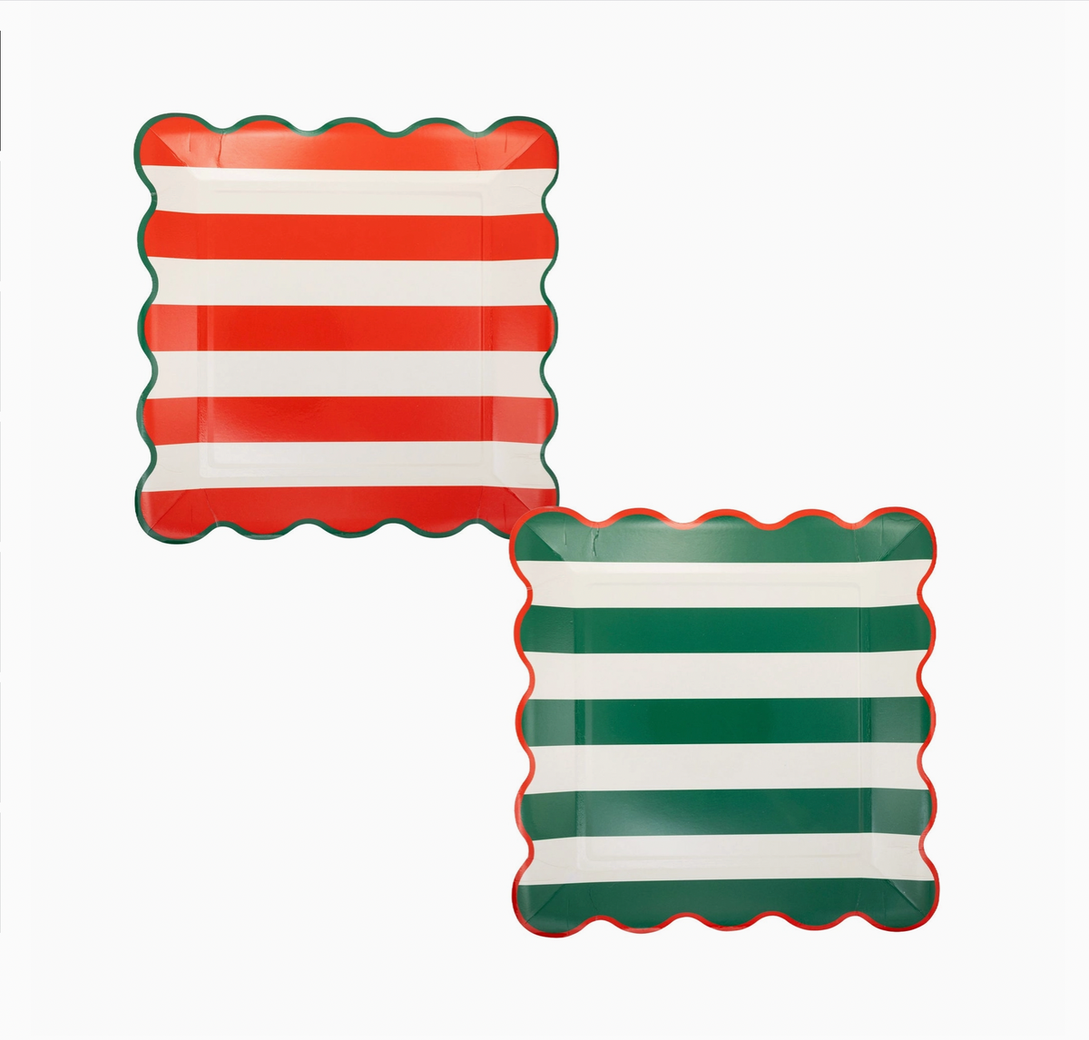 Red Green Stripe Plates