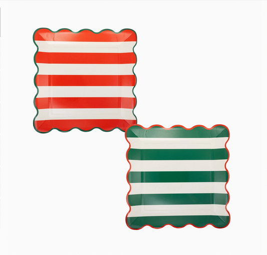 Red Green Stripe Plates