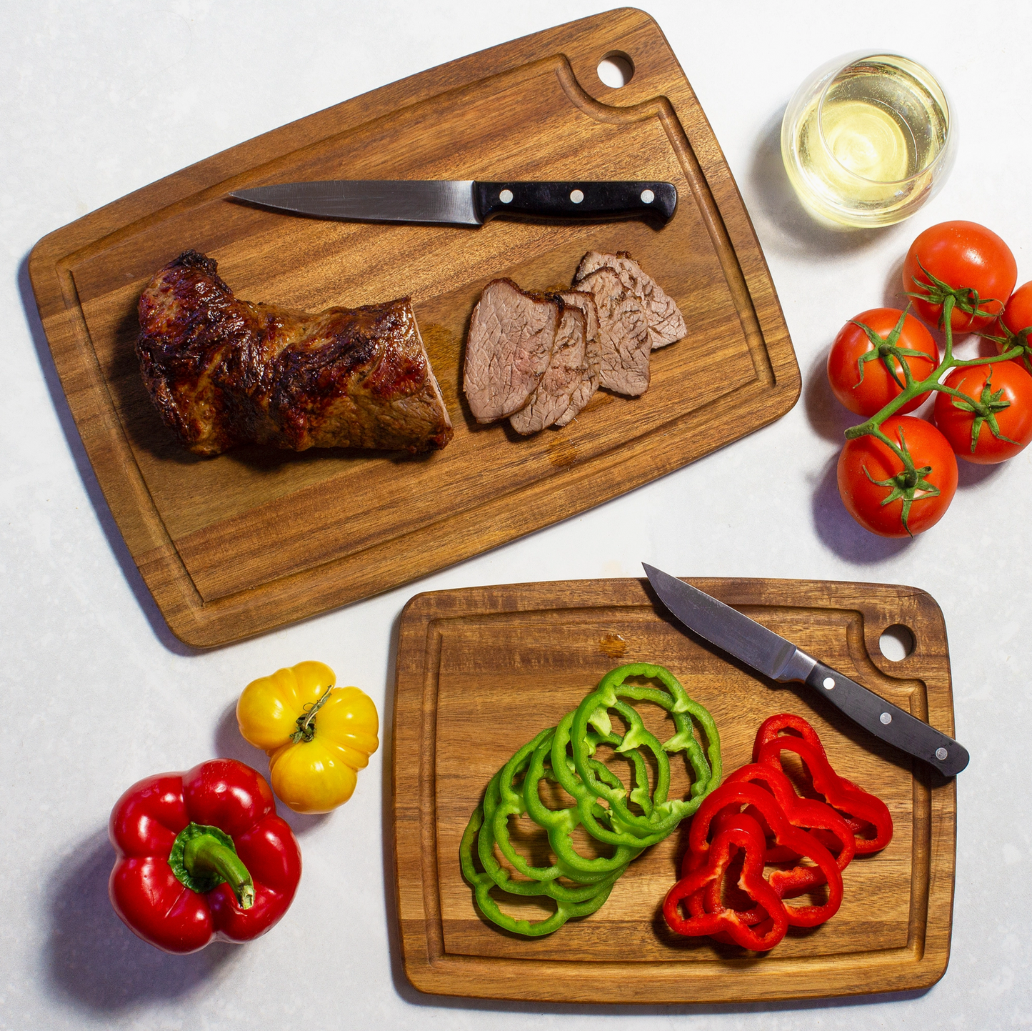 2 Piece Acacia Cutting Board Set
