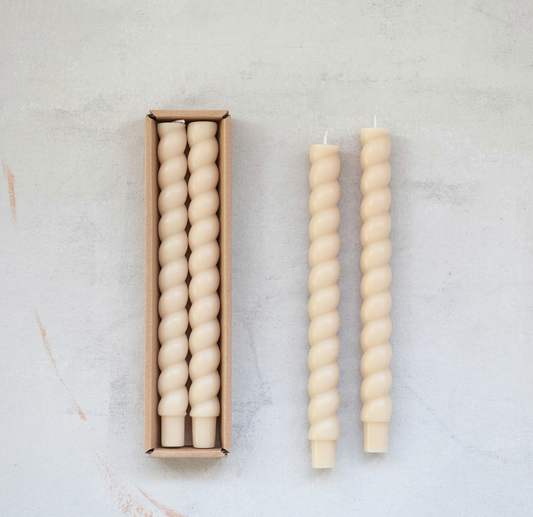 Cream Twisted Taper Candle