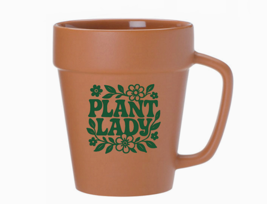 "Plant Lady" 14oz Terra Cotta Flower Pot Mug