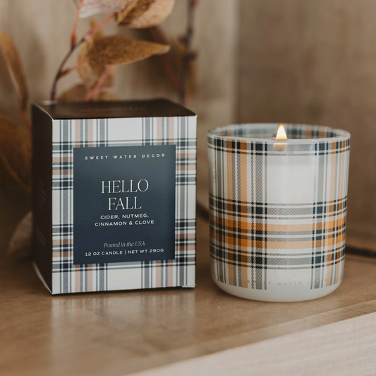 Hello Fall 12oz Plaid