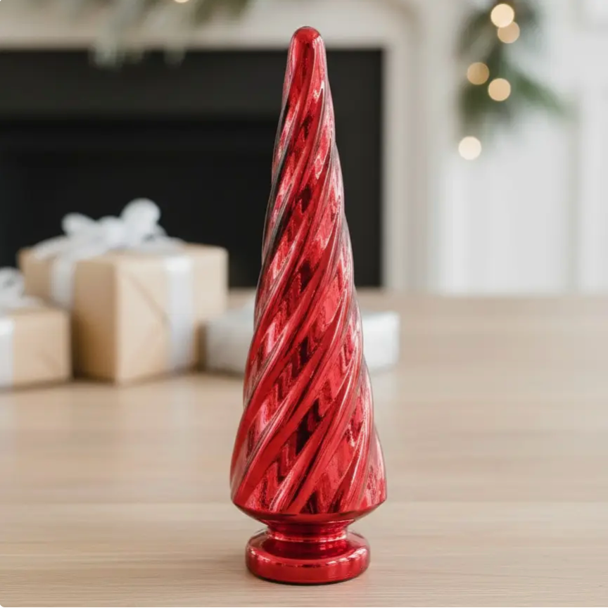 Large Red Mercury Glass Tree