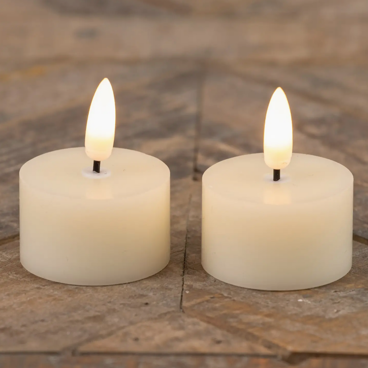 S/2 3D Flame Cream Tealight Candles