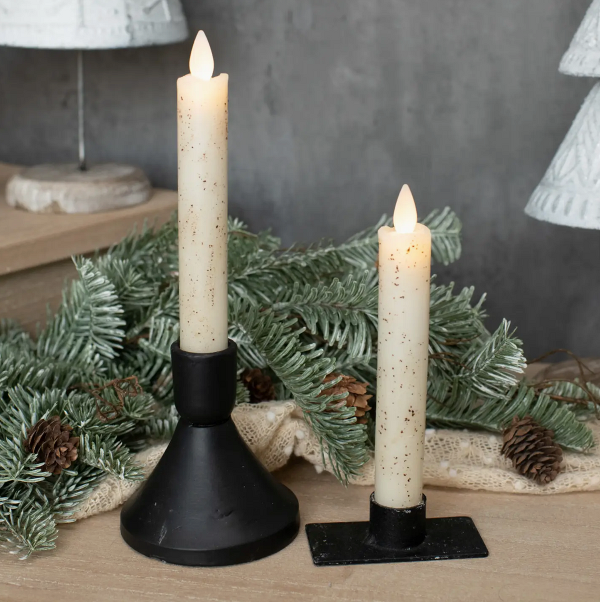 S/2 6.75" Moving Flame Cream Candles