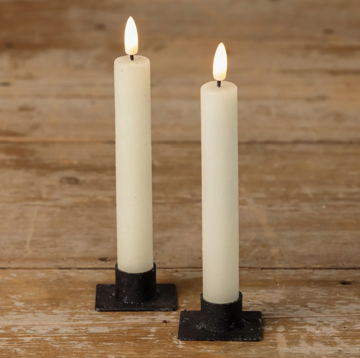 S/2 7.25" 3D Flame Cream Candles