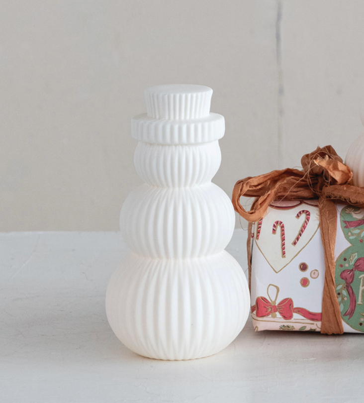 Stoneware Bisque LED Snowman