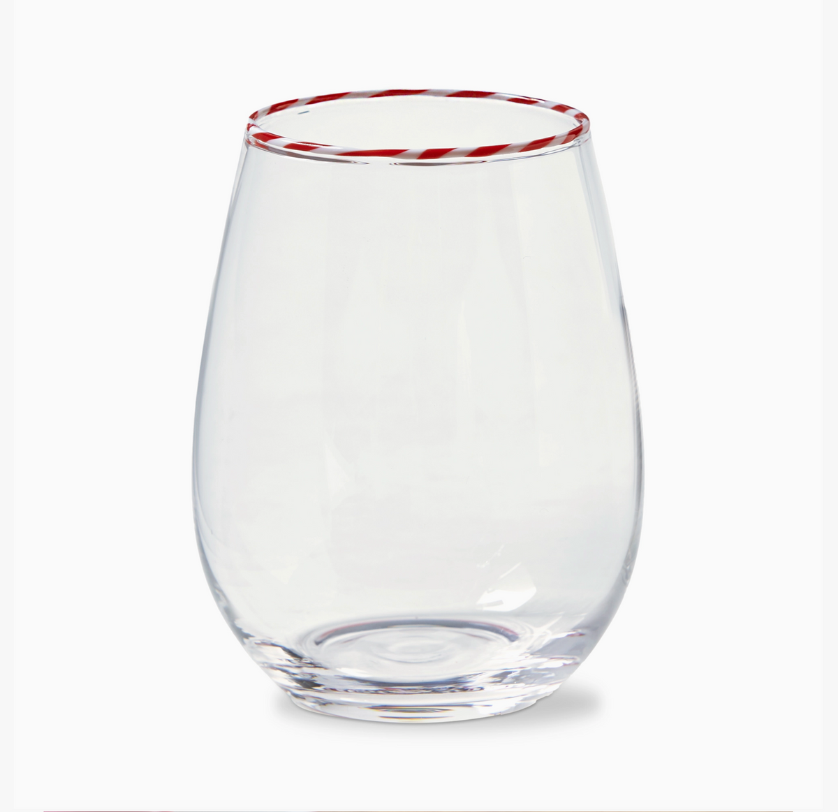 Peppermint Stripe Stemless Wine Glass