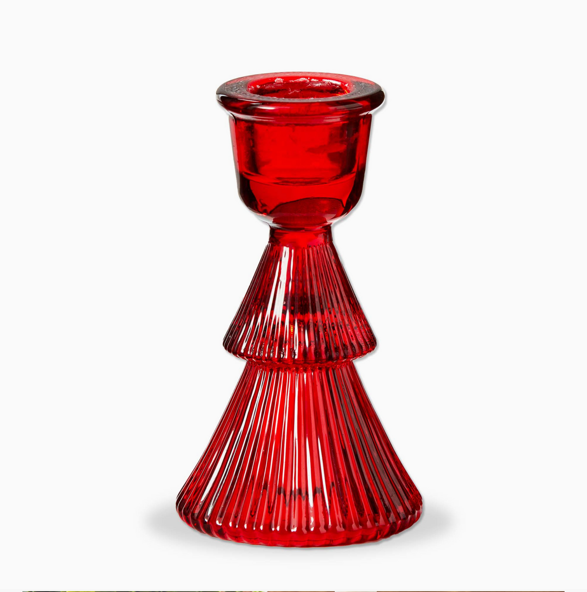 Glass Ribbed Tree Taper Holder